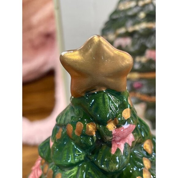 Vintage Crown Christmas Tree Hinged Trinket Box With Bear & Ornaments‎ - Picture 12 of 16